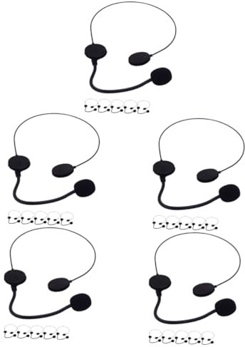 BESPORTBLE 5 Ensembles Microphone Pied De Micro Faux Casque Accessoires De Déguisements Accessoire Déguisement Microphone Noir Accessoire De Microphone Plastique 6 Pièces * 5