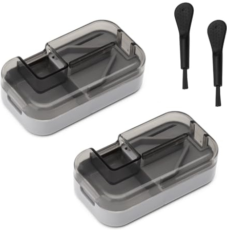 2 Stück Tablettenteiler für alle Tabletten, Tablettenschneider mit Aufbewahrungsfach, Tablettenteiler für Kleine & Große Tabletten, Tragbarer Pillenschneider mit Scharfen Klingen für Reise & Täglichen