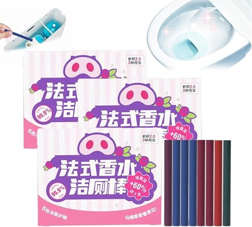 Bâtonnets de nettoyage concentrés multifonctionnels pour toilettes - Bâton de parfum de nettoyage pour cuvette de toilette - Désodorisant pour salle de bain - Fraîcheur durable (1, 3 boîtes)