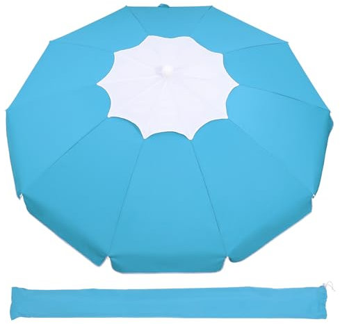 OHPHCALL Sombrilla de Playa Grande 6.5ft Protección UV 50+ Mástil Regulable Antiviento 10 Varillas de Fibra Bolsa de Transporte Incluida Apto para Playa Garden