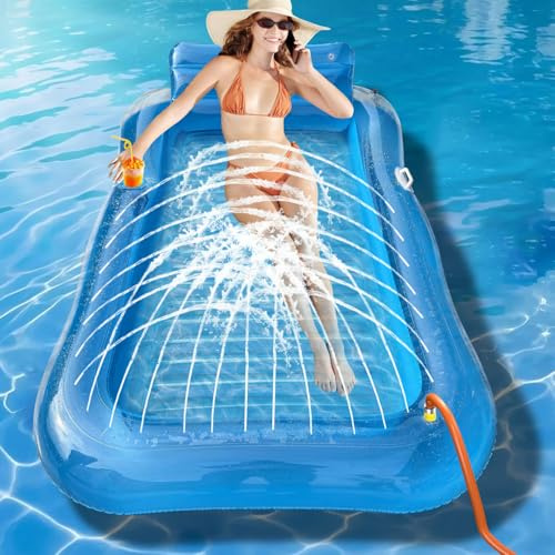 Luftmatratze Pool Erwachsene,Aufblasbares Schwimmbett,Luftmatratze mit Tassenhalter,Aufblasbare Wasserhängematte,Pool Spielzeug Wassermatratze,Sommer Pool Spielzeug Tragbar Große Aufblasbare