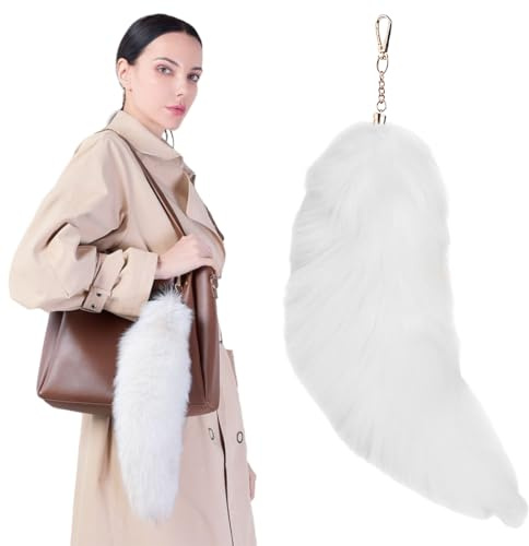 Fuchsschwanz Anhänger, Fuchsschwanz, Therian Tail, Fuchsschwanz, Fox Tail, etwa 40cm Fell Schwanz Keychain fox tail keychain Auto Schlüsselketten Anhänger Weich Flaumig Dicht