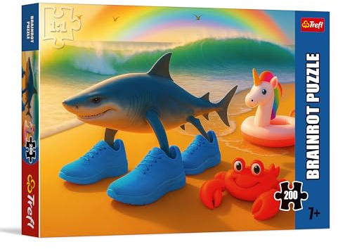 Trefl - BrainRots, El tiburón Loco - Rompecabezas de 200 Piezas - Un Colorido Juego de Rompecabezas de un Universo Surrealista, para niños a Partir de 7 años