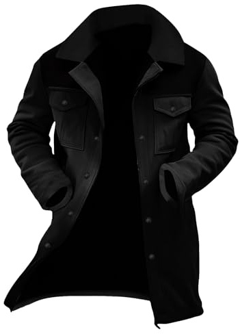 Generisk vinterrock herr varm, rock herr vinter lång cargojacka tjock övergångskappa överdimensionerad passform trenchcoat enfärgad höstrock fritid vindjacka andas vinterjacka, svart, M