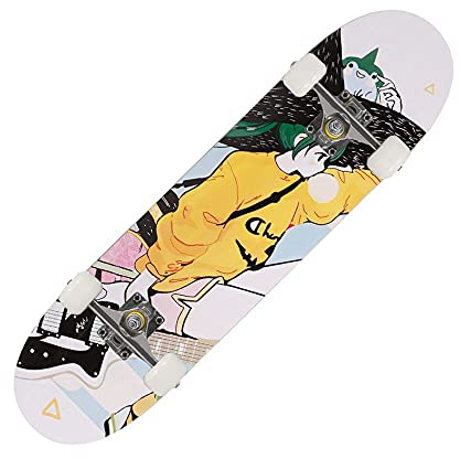 Skateboard, Double Kick Deck Concave Cruiser Trick Skateboard 31 x 8 Zoll, komplette Skateboards for Kinder, Jugendliche und Erwachsene