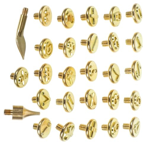 CALLARON Kit 2 Set di Pirografi per Legno Punte in Ottone e Numeri per Marchiatura, Completo per Incisioni su Pelle e Carta, per Artigiani e Hobbisti del Legno