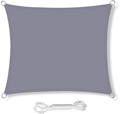 HEYOMART Sonnensegel Sonnenschutz inkl Befestigungsseile PES Polyester wasserabweisend 3,6 x 3,6m Quadrat Sonnensegel mit 98% UV Schutz für Draußen, Patio, Garten Terrasse Camping, Grau
