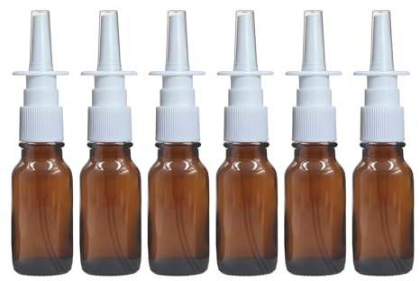 VASANA 6 flaconi spray nasali vuoti da 30 ml, ricaricabili, in vetro ambrato, con pompa, per snoot, detergente per spray nasali salini, erogazione di lavaggio