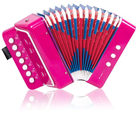 Akkordeon,Horse Akkordeon 10 Tasten Musikinstrumente Leicht und Umweltfreundlich (Rosarot)