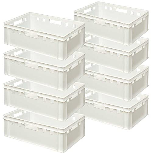 BRB 8x Fleischkasten E2, LxBxH 600x400x200 mm, PE-HD, lebensmittelecht, weiß