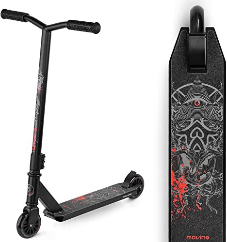 Movino Tyro Stunt Scooter Roller | Trick Scooter für Kinder | Freestyle Scooter | ABEC 9 | Kick Scooter für Kinder mit 100mm Rad | 6061 Aluminium Deck | Weight 2.89 kg (Schwarz)