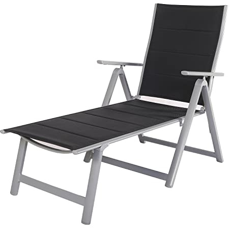 Chicreat 5 Position Folding Lounger, Padded Textilene with Quick Dry Foam, 144x70x104cm