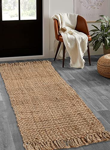 Hausattire Hand Woven Jute Runner Area Rug 2'x5' - Natural,Reversible Farmhouse Boho Rustic Area Runner Rugs for Hallway, Kitchen,Living Room,Bedroom|Decorative Floor Rugs-24x60 Inches
