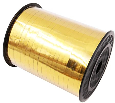 WANGCL 450 Meter gekräuseltes Ringelband, Rolle, Folienballonband für Hochzeit, Geburtstag, Party, Luftballons, Dekoration, Geschenk, Blumenstrauß (Gold)