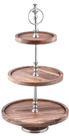 Skandinavische Etagere Amalie handgemacht aus Aluminium und Holz 50 cm