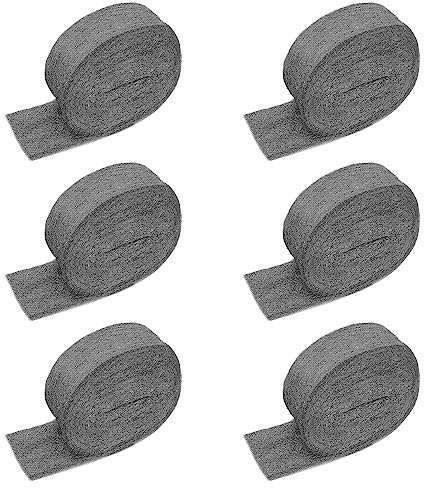 Steel Wool for Mice Control - 6 Pack of 3×15Ft Steel Wool, Gap Filter for House & Garage - Keep Mice Away from Holes，Siding，Pipeline，Vents in Garden, House, 31.74 oz