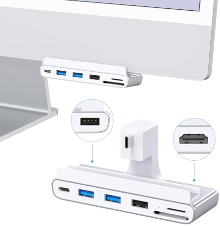 8-in-1 iMac-USB-Adapter mit HDMI 4K @ 60 Hz, USB 3.0 5 Gbit/s, SD/TF-Kartenleser, USB-C-Dock für iMac 61 cm (24 Zoll) M1/M3/M4
