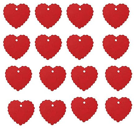 Ailan Herzform Leere Etiketten Geschenketikett kleine Verpackungskarten Hochzeit Geburtstagsfeier Hinweisanhänger Kleiderverpackungszubehör, Rot