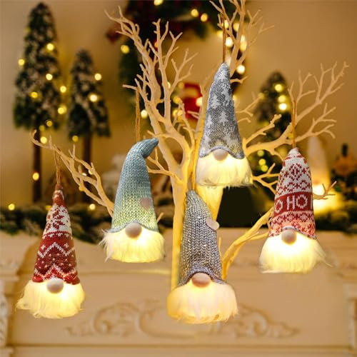 Anyingkai 5 Stück Leuchtende Weihnachtswichtel,Weihnachten Deko Wichtel,Weihnachten Wichtel mit Licht,Wichtel Figuren mit LED,Wichtel Figuren Plüsch Dekorationen für Weihnachtsdeko Innen