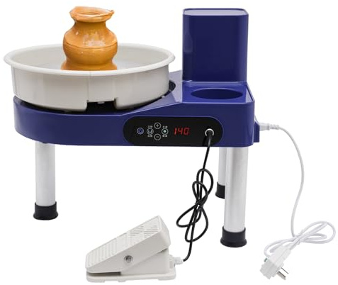 LCD Pottery Wheel Forming Machine with Detachable Basin, Foot Pedal and Touch Screen Control,11 200W Electric Ceramic Wheel Clay Kit