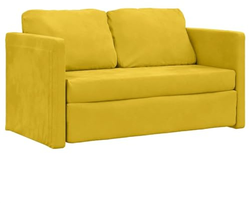 vidaXL Bodensofa mit Schlaffunktion Dunkelgelb 122x204x55 cm Samt