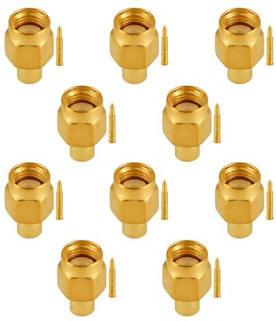 Vecys 10 PCS SMA Steckverbinder SMA Männlich Löten Stecker für RG402 .141 Semi-Rigid RF Koaxialkabel