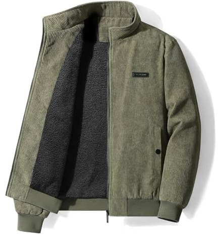 Gepolsterte Und Verdickte Jacke Retro Warmer Lammmantel Hochwertige Einfarbige Fliegerjacke Mit Stehkragen Green M