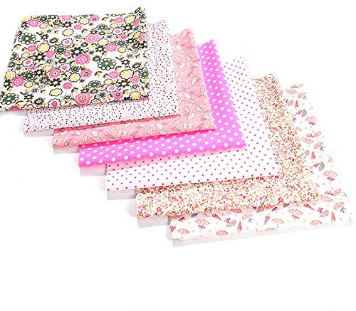 Blausky 7 Stück Baumwollstoff,Bunter Blumenstoff,Baumwolle Quiltingstoff, Patchwork Stoff,Stoffe zum Nähen,Baumwolle Stoffe,Quilten DIY Artcraft,für Quilting,Nähen Projekt,Patchwork,Rosa C,25 x 24 cm