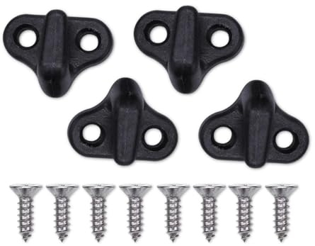 4 X Schwarze Doppelloch-Zurrhaken Halten Bungee-Seil Bis zu J-Haken für Bootszubehör für Kajaks, Kanus und Boote mit Flachkopfschrauben