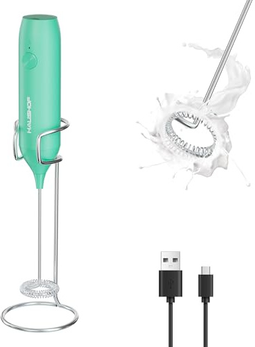 HAUSHOF Mousseur à Lait Électrique, Mousseur de Lait Portable