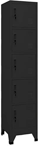 Juroupi Schließfachschrank Schwarz 38x40x180 cm Stahl SchließFachschrank Spind Organizer Garagenschrank Spind Schrank