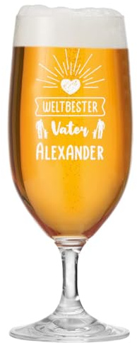 polar-effekt Pilstulpe 0,3 Liter mit Gravur für Papa - Weltbester Vater Bierglas - Geschenk zum Vatertag & Geburtstag - Glas für Pils, Lager & Export