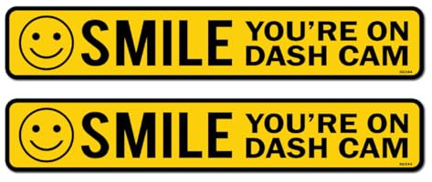 2 Pack - Small Subtle 20cm Sticker Gold - Smile Your ON Dash CAM Self Adhesive Stickers - Yellow/Black, Car, Van, Sign, Warning, CCTV, Surveillance, Camera, Vehicle Security SG344