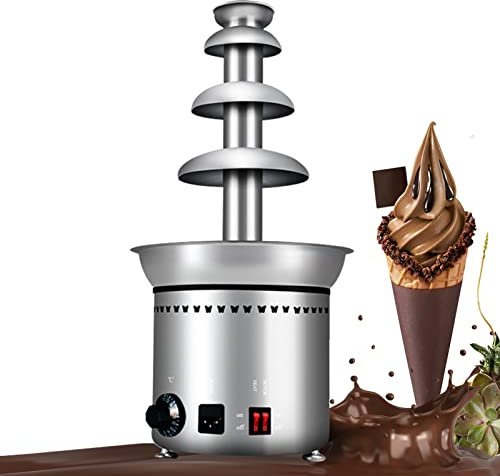 erkebspm Chocolate Fountain Machine, 4/5/6/7 Tiers Commercial Stainless Steel Sauce Melting Pot, Large Capacity Chocolate Fondue Waterfall, for BBQ Sauce, Liqueurs, Ranch, Nacho Cheese,4 Tier
