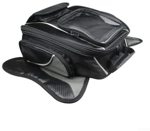 HEIBTENY Motorrad Tankrucksack - 1680 Oxford Cloth Schwarz Motorrad Tasche Mit Größerem Fenster - Starke Magnetische Tasche Für Die Meisten Motorräder,Kratzfest
