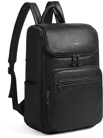 tiamyi Mochila para laptop para mujer, mochila de viaje de cuero de 15.6 pulgadas para mujer, mochila de computadora para negocios universitarios