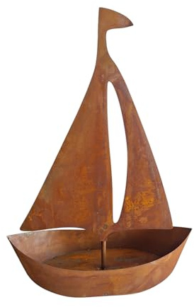 Bornhöft Rostiges Segelboot Gartendekoration, 65 cm Höhe, Metallboot zum Bepflanzen oder Dekorieren Edelrost rostige Gartendeko