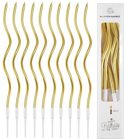 24 Pieces Gold Birthday Cake Candles,Spiral Cake Candles with Holders,15CM Long Twisty CupcakeCandles Topper for Birthday Wedding Baby Party Decorations(Gold)