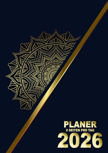 Planer 2026 2 seiten pro tag: Kalenderbuch großformat A4 | Tagesplaner 12 monate von Januar bis Dezember