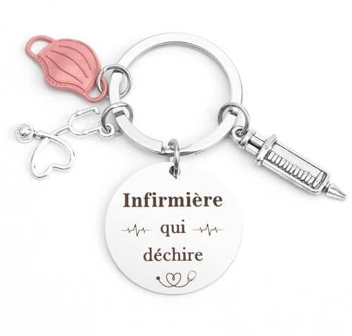 kEUkunHA Cadeau Infirmiere Merci Cadeau Fete Des Meres Cadeaux Noel Saint Valentin Petits Avent Anniversaire Journée Des Infirmières Cadeaux Halloween Paques Original Porte Clef pour Infirmiere