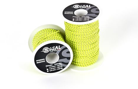 Sigalsub - Beschichtet Dyneema, Sk75, Rolle 50 m, weiße schwarze Einsätze, Ø 1,5 mm (gelbe graue Einsätze)