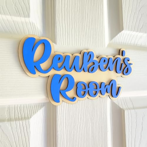 Custom Name Sign for Kids – Wooden Door Sign for Boys or Girls – Personalized Nursery Decor for Bedroom, Playroom, or Baby Room (Style 4)