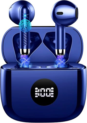 Jxrev Cuffie Bluetooth Auricolari Bluetooth 5.4, Cuffie Wireless con 4 ENC Cancellazione Rumore Mic, Cuffie in Ear 40 Ore di Riproduzione, Cuffie Senza Filo HiFi Stereo IP7 Impermeabili per iOS & Blu