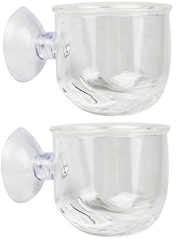Supvox 2 Stück Fütterungsbecher Klein mit Saugnapf Klar Aquarium Zubehör für Rote Würmer Lebendfutter Fische Shrimp Futterspender für Süß und Salzwasseraquarien