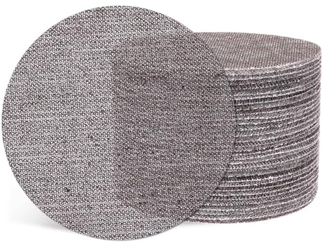 Kozelo 50Pcs Grid Sanding Discs 125 mm 100Grit Hook and Loop Sandpapers | Orbital Sandpaper Suitable for Drywall Sander Wood Metal Furniture