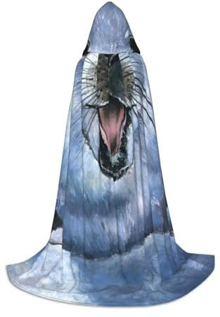 HYSDPUZK Harfen-Siegelmalerei-Tapete, Kapuzenumhang für Teenager, Halloween-Kostüm, Cosplay, Maskerade, Zauberer-Robe
