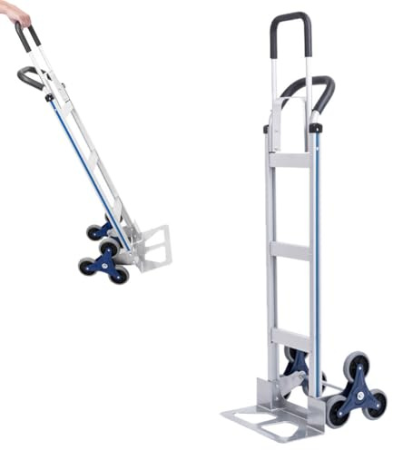 HGTRH Robuster Treppensteiger Handwagen aus Aluminium, Leise Gummiräder mit 3-Rad-Design 150kg Treppenlast und 250kg Flächenlast A