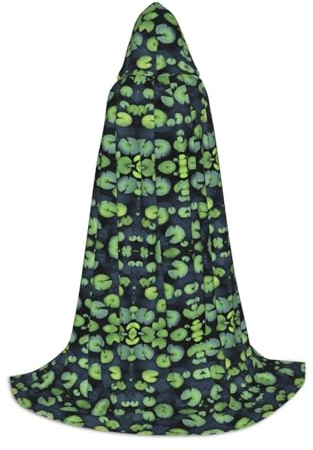 DUWAA Cape à capuche médiévale pour femme et homme avec motif de lys noirs