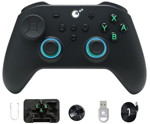 GuliKit TT Pro Wireless Game Controller, Bluetooth,Hyperlink Wireless Adapter,Wired, Anti-Drift 720°TMR Joysticks, for Switch/2/PC/Android/iOS,Black
