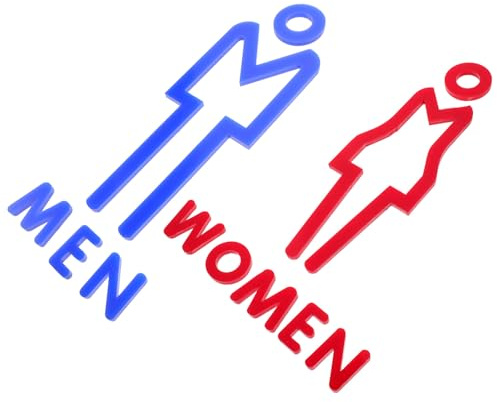 TOVINANNA Lot de 2 Panneaux Signalisation Toilettes Hommes et Femmes en Acrylique, Autocollants Muraux Bleu et Rouge, Plaques Porte Wc pour Salle de Bain, Symboles Clairs pour Hôtels
